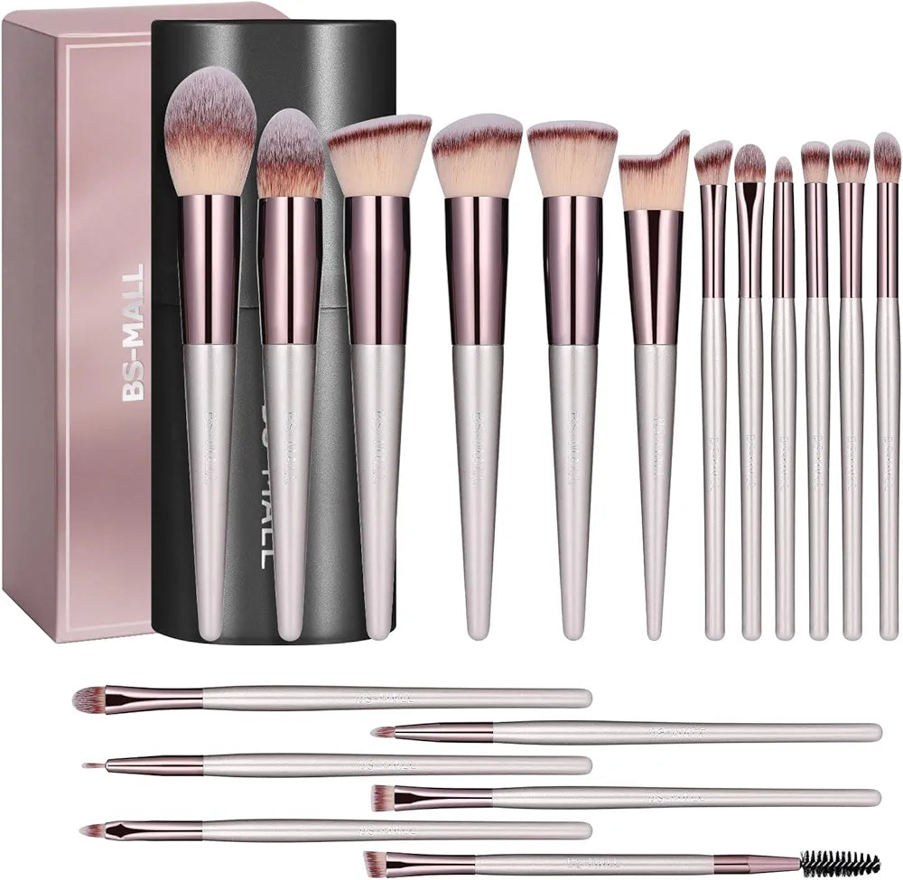 Makeup Brush Set 18 Pcs Premium Synthetic Foundation Powder Concealers Eye shadows Blush Makeup Brushes with black case