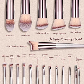 Makeup Brush Set 18 Pcs Premium Synthetic Foundation Powder Concealers Eye shadows Blush Makeup Brushes with black case